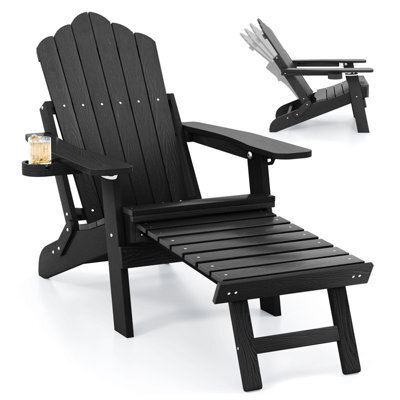 Costway Patio Adirondack Chair All-Weather Lounge Chair W/ Retractable Footrest - image 1