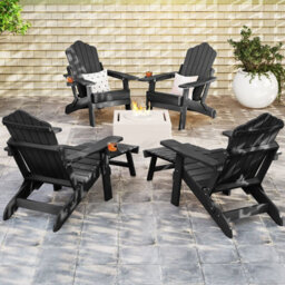 Costway Patio Adirondack Chair All-Weather Lounge Chair W/ Retractable Footrest - thumbnail 8