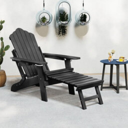 Costway Patio Adirondack Chair All-Weather Lounge Chair W/ Retractable Footrest - thumbnail 9