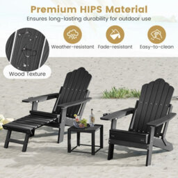 Costway Patio Adirondack Chair All-Weather Lounge Chair W/ Retractable Footrest - thumbnail 4