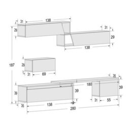 Decorotika Glasgow Moduler Modern Tv Unit Wall Mount Customizable Layout High Gloss White - thumbnail 6