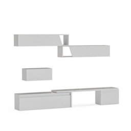 Decorotika Glasgow Moduler Modern Tv Unit Wall Mount Customizable Layout High Gloss White - thumbnail 4