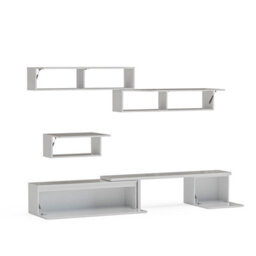 Decorotika Glasgow Moduler Modern Tv Unit Wall Mount Customizable Layout High Gloss White - thumbnail 5