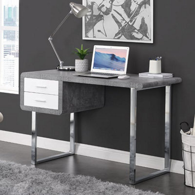 Furniture in Fashion Carlo Wooden Computer Desk In Concrete Effect With Chrome Legs - image 1