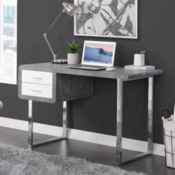 Furniture in Fashion Carlo Wooden Computer Desk In Concrete Effect With Chrome Legs - thumbnail 1