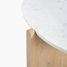 Furniturebox Uk Solia Round White Oak Wood & Marble Coffee Table - thumbnail 5