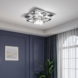Living And Home Modern 50Cm Fancy 5 Head Square Crystal Led Flush Mount Ceiling Light Fixture Cool White - thumbnail 3