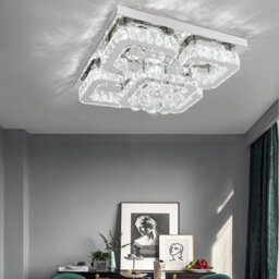 Living And Home Modern 50Cm Fancy 5 Head Square Crystal Led Flush Mount Ceiling Light Fixture Cool White - thumbnail 1