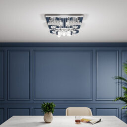 Living And Home Modern 50Cm Fancy 5 Head Square Crystal Led Flush Mount Ceiling Light Fixture Cool White - thumbnail 4