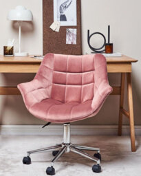 Beliani Desk Chair Labelle Velvet Pink - thumbnail 2
