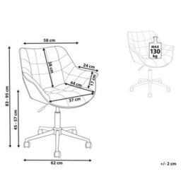 Beliani Desk Chair Labelle Velvet Pink - thumbnail 3