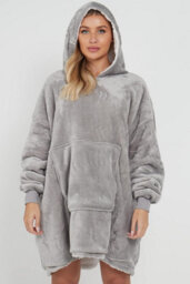 Homes & Linen Oversized Wearable Blanket Hoodie Teddy Fleece Fluffy Sherpa Hooded Sweatshirt Blanket With Pocket For Men & Women - thumbnail 5