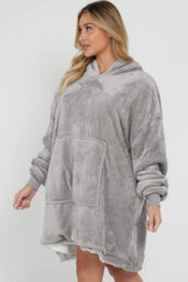 Homes & Linen Oversized Wearable Blanket Hoodie Teddy Fleece Fluffy Sherpa Hooded Sweatshirt Blanket With Pocket For Men & Women - thumbnail 4