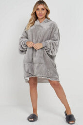 Homes & Linen Oversized Wearable Blanket Hoodie Teddy Fleece Fluffy Sherpa Hooded Sweatshirt Blanket With Pocket For Men & Women - thumbnail 2