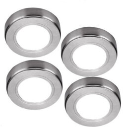 4-Pack Brushed Nickel Round Under Cabinet Led Light Kit - 240V Mains Powered Natural White - thumbnail 1