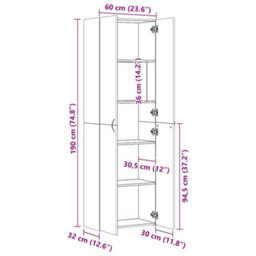 Walplus Office Cabinet Smoked Oak 60X32X190 Cm Engineered Wood - thumbnail 8