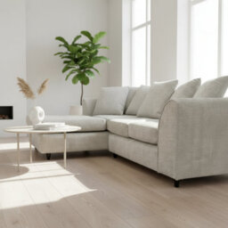Abakus Direct Jumbo Chenille Corner Sofa In Cream Left Facing With Plush Chaise Extension - thumbnail 6