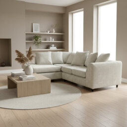 Abakus Direct Jumbo Chenille Corner Sofa In Cream Left Facing With Plush Chaise Extension - thumbnail 3