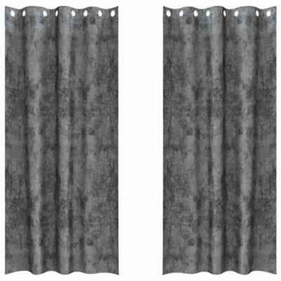 Berkfield Classic Curtain With Curtains 2 Pcs Grey 245 X 140 Cm Velvet - image 1
