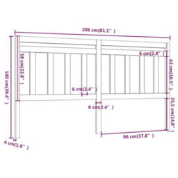 Berkfield Bed Headboard Grey 206X4X100 Cm Solid Wood Pine - thumbnail 5