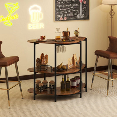 Bar Unit For Liquor 3 Tier Corner Bar Table With Wine Glasses Holder - image 1