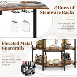 Bar Unit For Liquor 3 Tier Corner Bar Table With Wine Glasses Holder - thumbnail 4