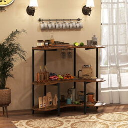Bar Unit For Liquor 3 Tier Corner Bar Table With Wine Glasses Holder - thumbnail 6
