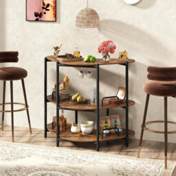 Bar Unit For Liquor 3 Tier Corner Bar Table With Wine Glasses Holder - thumbnail 5