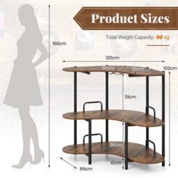 Bar Unit For Liquor 3 Tier Corner Bar Table With Wine Glasses Holder - thumbnail 2