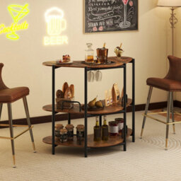 Bar Unit For Liquor 3 Tier Corner Bar Table With Wine Glasses Holder - thumbnail 1