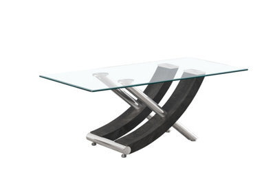 Modernique Nuovo Coffee Table, Tempered Clear Glass Top With Cross Leg In Grey - image 1