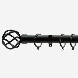 Matt Black 28mm Cage Fixed Length Metal Curtain Pole  270Cm - thumbnail 1