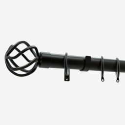 Matt Black 28mm Cage Fixed Length Metal Curtain Pole  270Cm - thumbnail 2