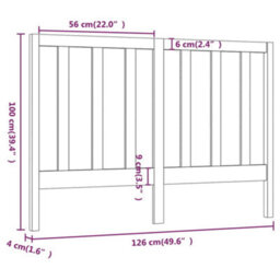Walplus Bed Headboard Black 126X4X100 Cm Solid Wood Pine - thumbnail 6