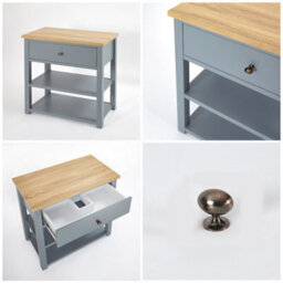 Homestylestore 840mm Light Grey And Oak Bathroom Vanity Unit With Square Countertop Basin And Bronze Round Handle - thumbnail 3
