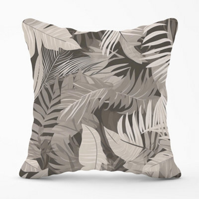 Warren Reed Designer Grey Brown Tropical Leaves Cushions 45Cm X 45Cm - image 1