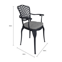 Charles Bentley Cast Aluminium Table And 4 Chairs Set Black Outdoor Dining Table - thumbnail 9