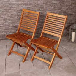 Charles Bentley Fsc Acacia Wood Pair Of Outdoor Foldable Chairs - thumbnail 1