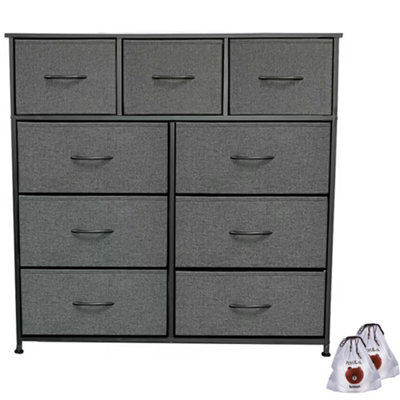 Fabric Chest Of Drawers 9 Drawer Dresser Bedroom Bedside Storage Organizer Unit - image 1