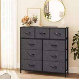 Fabric Chest Of Drawers 9 Drawer Dresser Bedroom Bedside Storage Organizer Unit - thumbnail 6