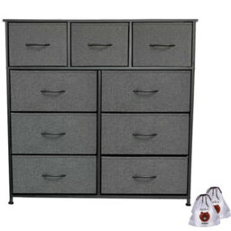 Fabric Chest Of Drawers 9 Drawer Dresser Bedroom Bedside Storage Organizer Unit - thumbnail 1