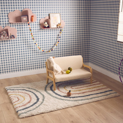 Sweeek - Children's Cream And Multicoloured Interior Rug With Rainbow Dakota 170X120X3 Cm - image 1