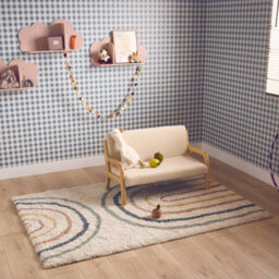 Sweeek - Children's Cream And Multicoloured Interior Rug With Rainbow Dakota 170X120X3 Cm - thumbnail 1