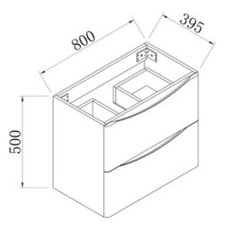 AVER-GROWTH 800mm Vanity Unit With Basin Gloss White Resin Sink Bathroom Wall Mounted Storage Cabinet Soft Close Hinges 2 Drawers Wall Hung - thumbnail 7