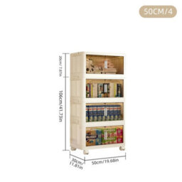 Tier Folding Storage Box Stackable Cabinet Closet Home Organizer On Wheels 4 Tiers 50Cm - thumbnail 2
