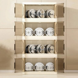 Tier Folding Storage Box Stackable Cabinet Closet Home Organizer On Wheels 4 Tiers 50Cm - thumbnail 4