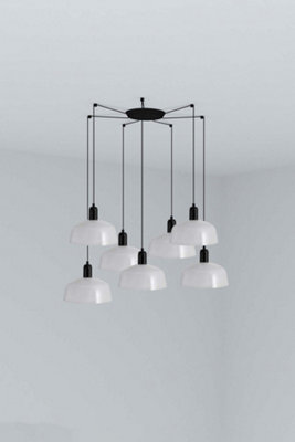 Luminosa Lighting Luminosa Tatawin Medium Cluster Pendant Ceiling Light Black, Gloss White 7X E27