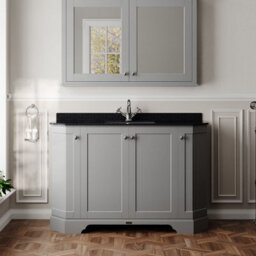 Hudson Reed Floor Standing Four Door Traditional Vanity Unit With 1 Tap Hole Black Marble Top & Basin In Storm Grey, 1236 X 470mm - thumbnail 2