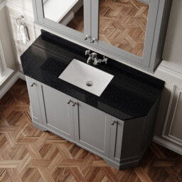 Hudson Reed Floor Standing Four Door Traditional Vanity Unit With 1 Tap Hole Black Marble Top & Basin In Storm Grey, 1236 X 470mm - thumbnail 3