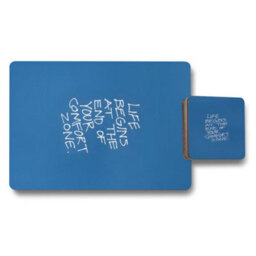 Benjamin Tate Design Blue Placemat And Coaster Set With Wood Base From Designer Artwork Collection, Limited Edition - thumbnail 1